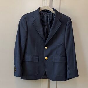Brooks Brothers Boys Wool Blue Blazer with Gold Buttons